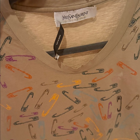 Vintage Yves Saint Laurent Safety Pin Print Top Y2K Made in Italy YSL Graphic - Picture 9 of 9